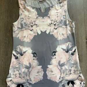 Calvin Klein Gray and Pink Floral Tank Top